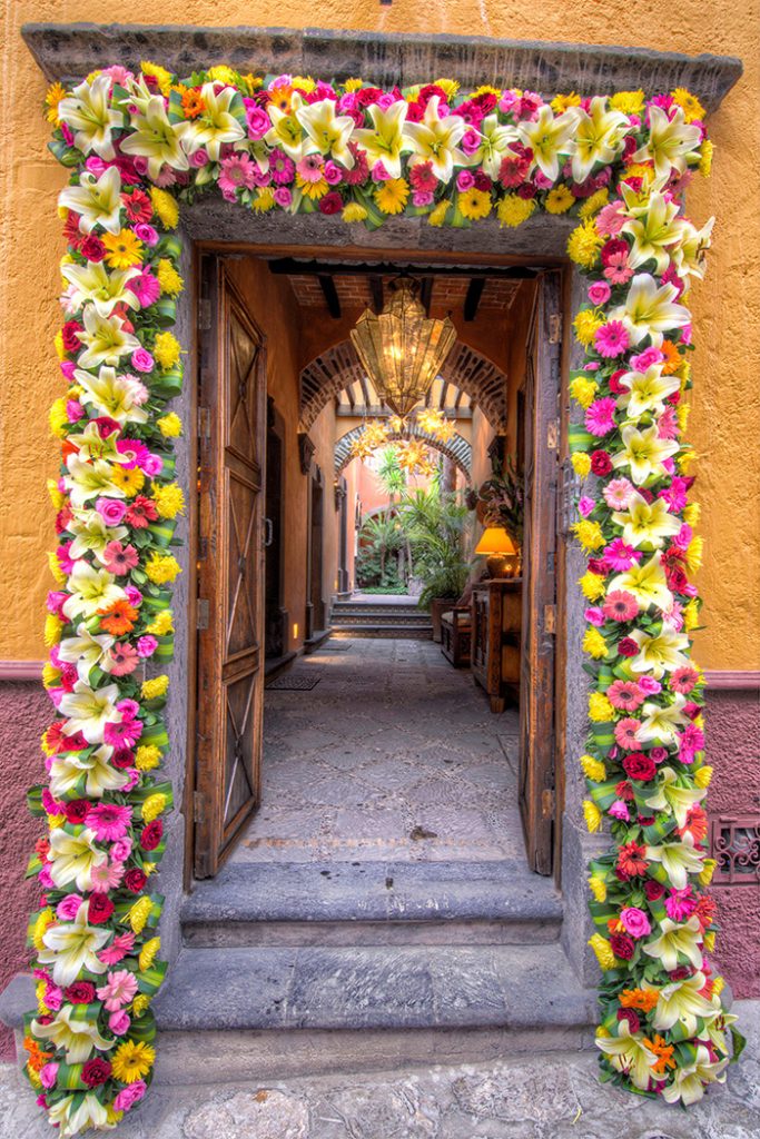 Entryway with Flowers Casa Tres Cervezas